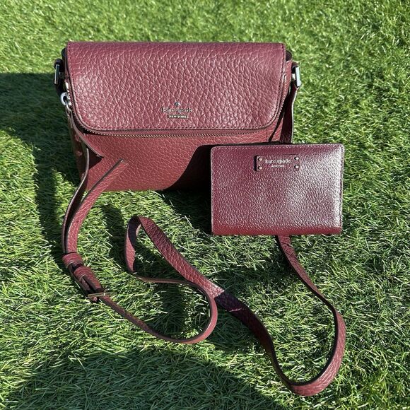 Kate Spade New York Georgia Carter Leather Shoulder Bag Cherrywood And Wallet‎